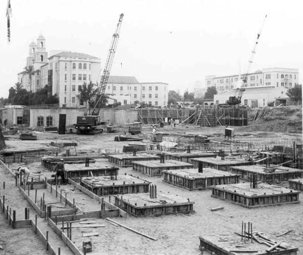 Black and white archive photo of CHOC Hospital Construction