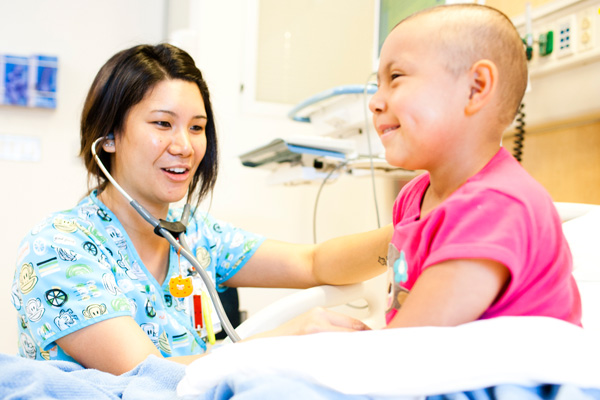 Nurse with cancer patient