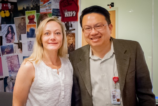 Dr. Alexandra Roche and Dr. Wayne Nguyen in Seacrest Studio for eating disorders podcast