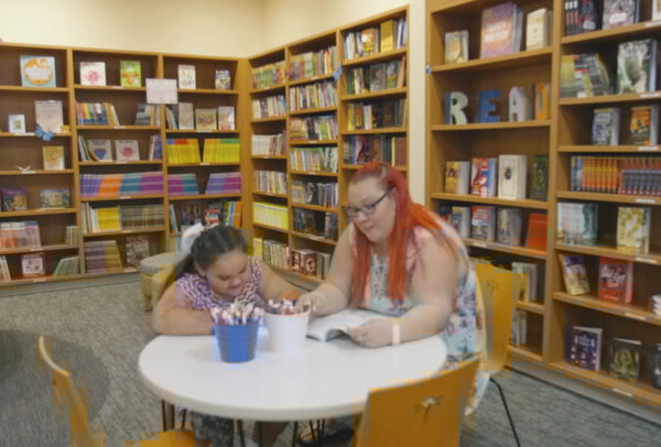 Mom and daughter in the resource center