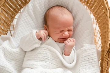 Baby in bassinet cries