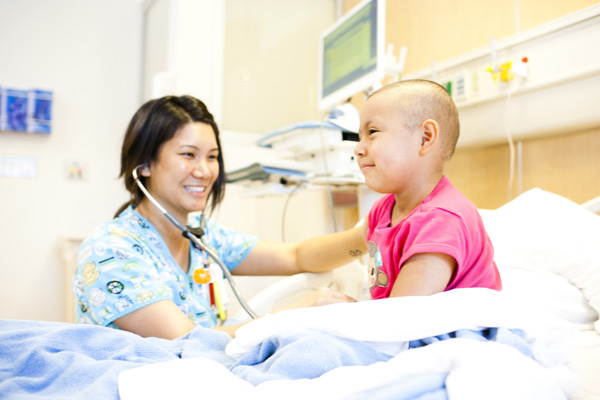 Nurse with cancer patient