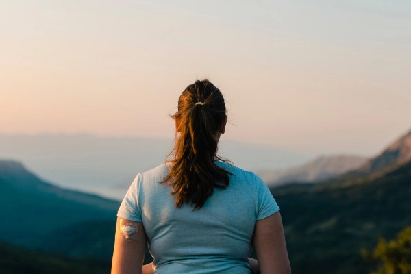 Diabetic patient standing in nature