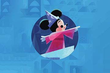 Mickey Mouse dressed as a Wizard