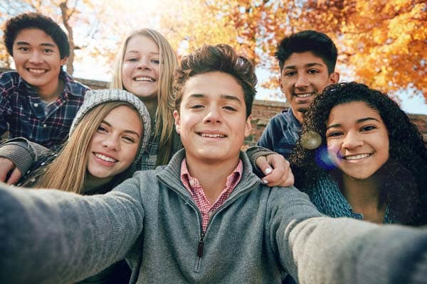 Group of teens smiling