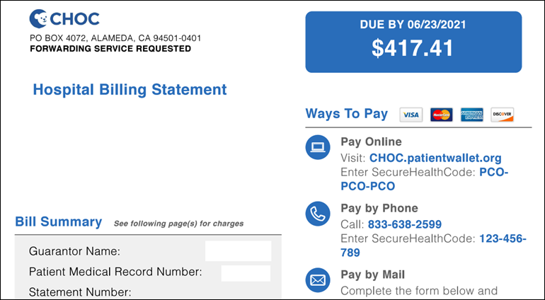 CHOC New Billing Statement