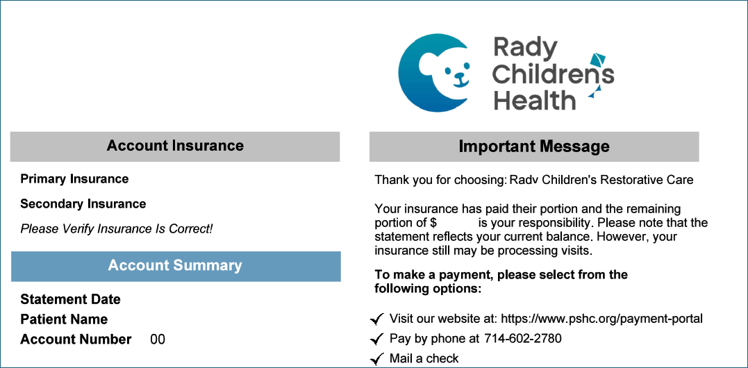 CHOC Current Billing Statement