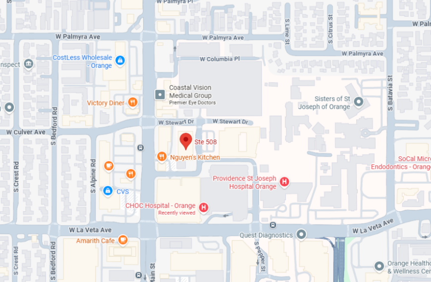 Map to Rady Children's Orthopedic Center in Orange