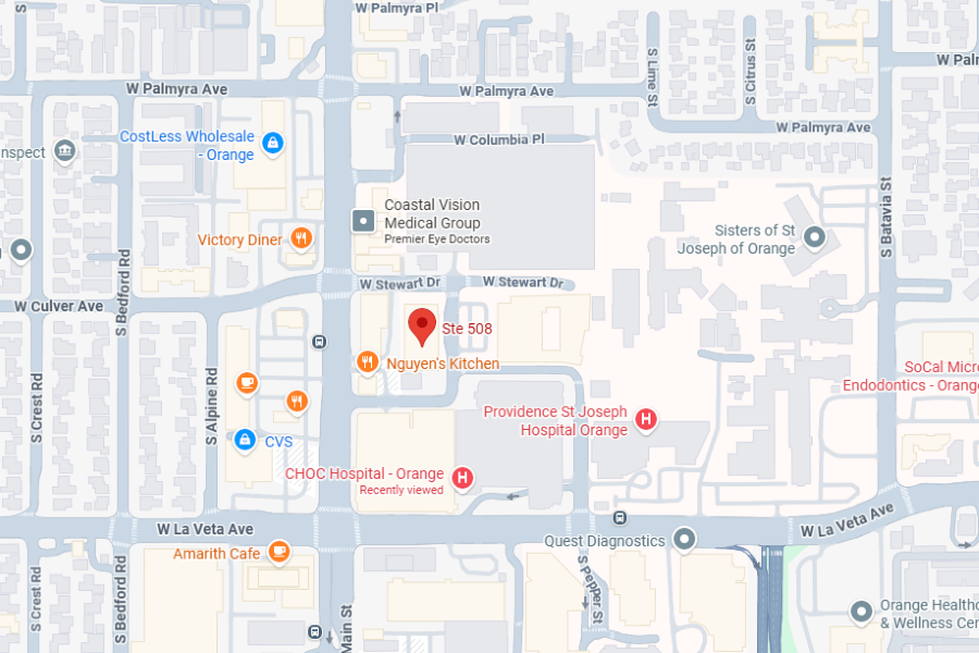 Map to Rady Children's Orthopedic Center in Orange