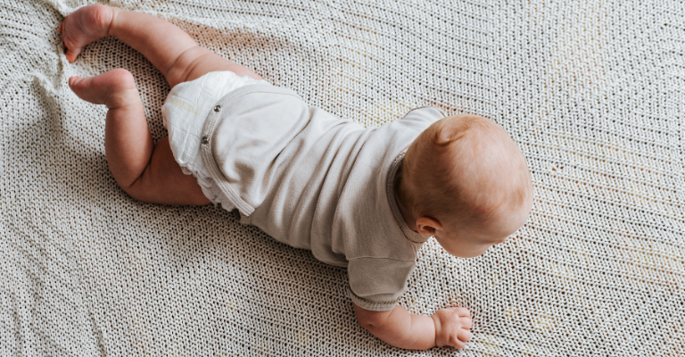 baby doing tummy time