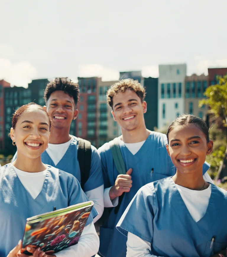 medical students posing together at school
