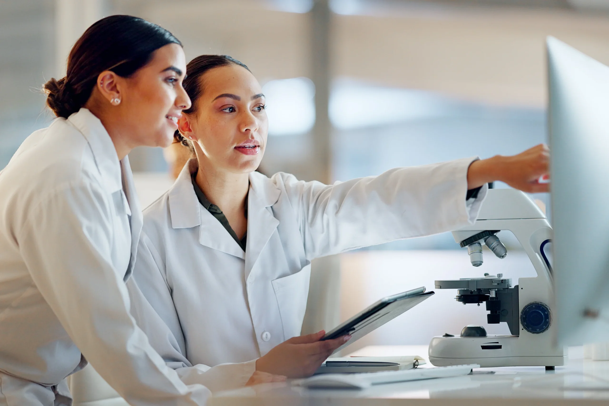 Two doctors looking at computer