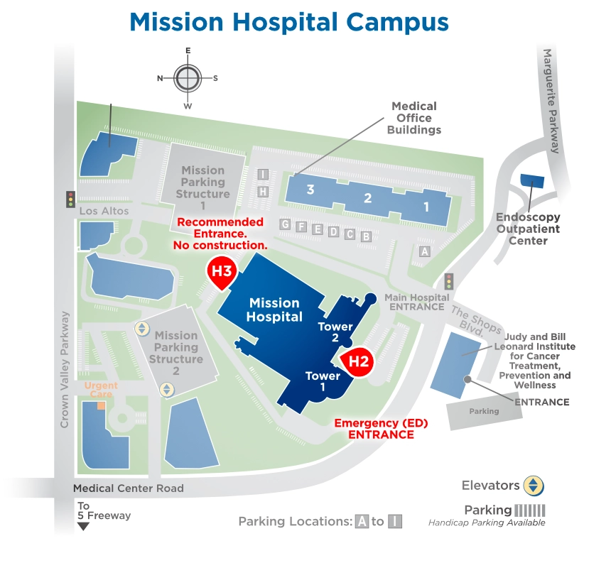 Mission hospital campus construction entrances